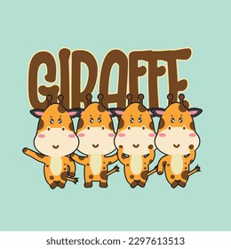 giraffe vector illustration for baby t-shirt design