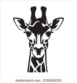 ilustración de vector de jirafa diseño en blanco y negro 