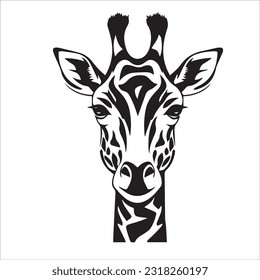 ilustración de vector de jirafa diseño en blanco y negro 