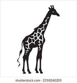 Giraffe, Vektorgrafik, schwarz-weißes Design 