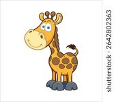 Giraffe vector illustration, cartoon clipart character, animal in flat style. Wild animals, wild creatures, wildlife concept. Giraffe vector design isolated on white background. 39