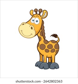 Ilustração de vetor girafa, personagem de clipart de desenho animado, animal em estilo plano. Animais selvagens, criaturas selvagens, conceito de vida selvagem. Projeto de vetor girafa isolado no fundo branco. 39º