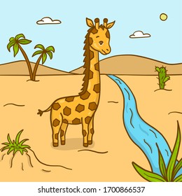 Giraffe. Imagen vectorial de un animal lindo.