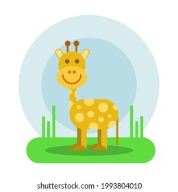 Giraffe Vector Illustration Cute Flat Design