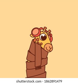 Giraffe vector illustration graphic in flat style. Animal character concept
