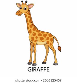 Giraffe vector illustration isolated on white background in cartoon style.