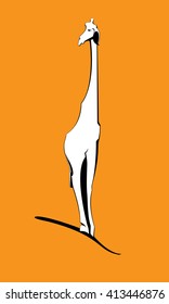 Giraffe vector illustration white stylized outline of an elegant animal