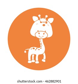 giraffe vector illustration,icon of cute giraffe with orange background