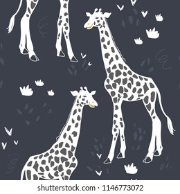 Giraffe vector pattern isolated on background.  Vector pattern for fabric, textile, wallpeaper, wrapping paper, nursery art