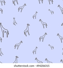 Giraffe vector seamless pattern.