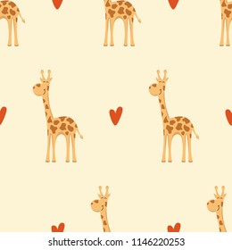 Giraffe vector seamless pattern. Baby animal background.