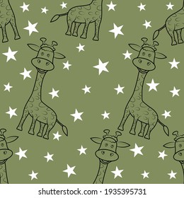 Giraffe vector seamless pattern. Greate for fabric, textile or wallpaper and childrens book.