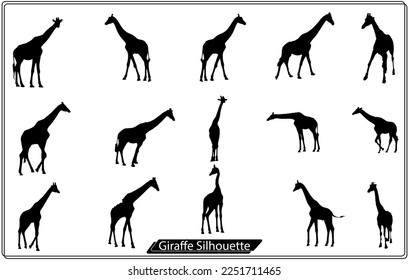 Giraffe vector silhouette icons Bundle