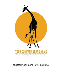 Giraffe vector silhouette, A logo element for brand, Wildlife vector illustration
