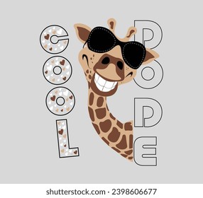 giraffe vector and text, outline t-shirt design