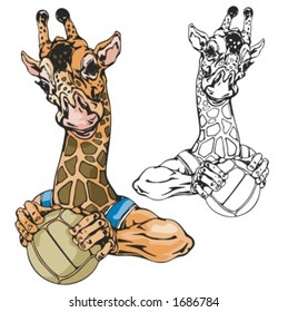 Giraffe Veolleyball Mascot. Great for t-shirt designs, school mascot logo and any other design work. Ready for vinyl cutting.
