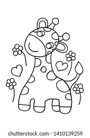 the giraffe walked happily, coloring sheet.