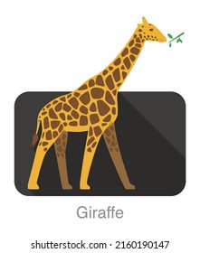 Giraffe walking flat icon design, vector illustration