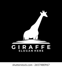 Giraffe with water logo design vector. Giraffe wildlife logo design. animal logo design template