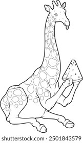 Giraffe Watermelon Animal Vector Graphic Art Illustration