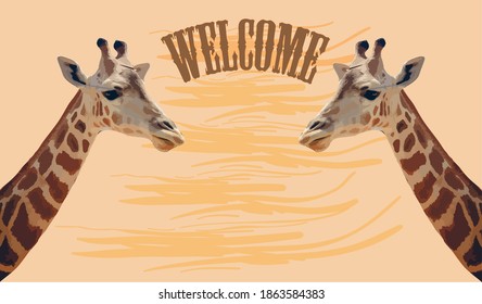 The giraffe welcomes everyone, giraffe vector