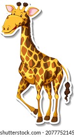 Giraffe wild animal cartoon sticker illustration