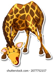 Giraffe wild animal cartoon sticker illustration