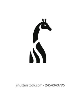 giraffe wild animal negative space style logo vector illustration template design