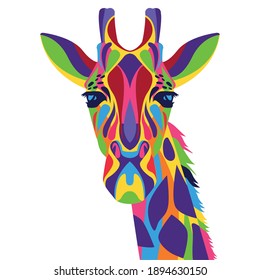 giraffe wild life technicolor icon vector illustration design