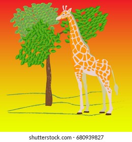 Giraffe in the wild, the pop art style, vector illustration