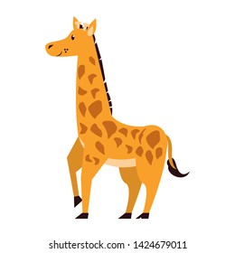 Giraffe wildlife cute animal cartoon isolated vector illustration graphic design