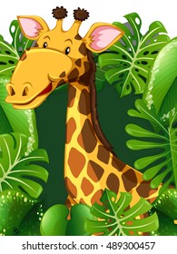 Giraffe in the woods illustration
