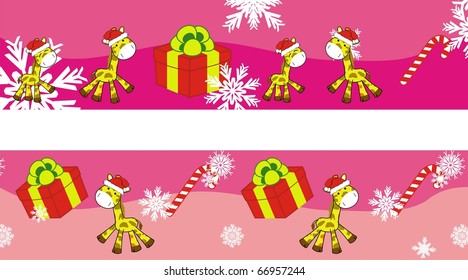 giraffe xmas cartoon banner in vector format very easy to edit