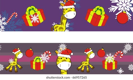 giraffe xmas cartoon banner in vector format very easy to edit