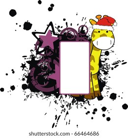 giraffe xmas cartoon in vector format very easy to edit