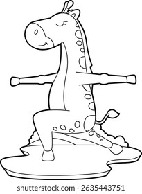 Giraffe Yoga Fitness Gymnastics Animal Vector Graphic Art Illustration