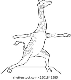 Giraffe Yoga Meditation Fitness Animal Vector Graphic Art Illustration