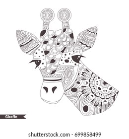 giraffe zentangle style coloring book adult stock vector royalty free 699858499 shutterstock