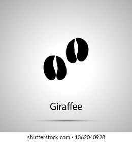 Giraffee paws, steps imprints, simple black silhouette on gray