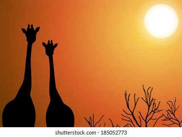 giraffes in Africa vector