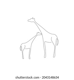 Giraffes animals line drawing vector illustration