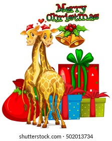 Giraffes celebrating Christmas