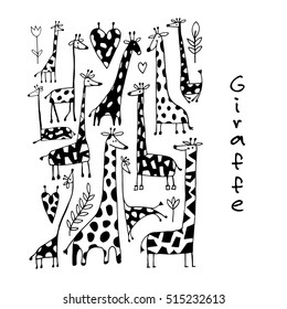 Giraffes collection, sketch for your design