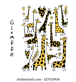 Giraffes collection, sketch for your design