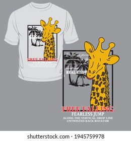 Giraffes Free Falling T-Shirt Design Vector