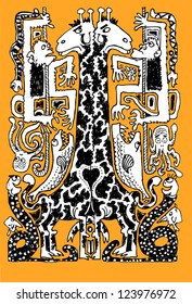 Giraffes with friends