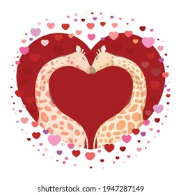 Giraffes Kissing Full of Love. International Kissing Day
