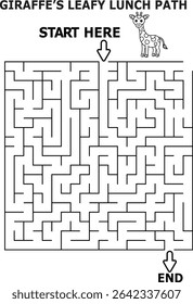 Giraffes leafy lunch path maze game for kids