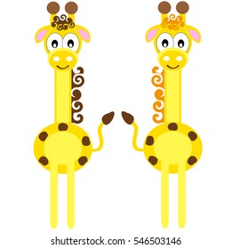 Giraffes on white background. Vector illustration.