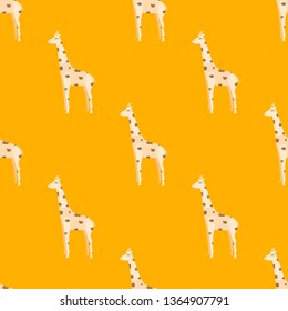 giraffes on a yellow background pattern